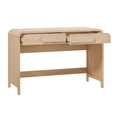 thumbnail image 3 of Walker Edison Modern Curved Waterfall Desk with Drawers, Coastal Oak, 3 of 20