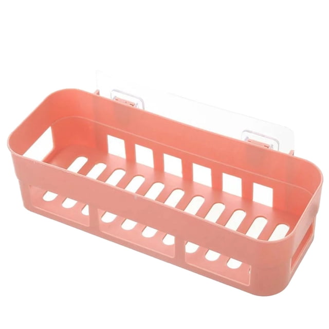 Kitchen Rack Adhesive Bathroom Shelf Stick On Bathroom Kitchen Storage Organizer Suction Shower Shelf Wall With Phone Holder No Drilling,Pink Kitchen Rack