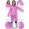 thumbnail image 3 of 2 Pack Raincoats for Kids, Reusable Rain Ponchos with Hood and Sleeves Waterproof Rain Coat for Children Boy Girl Kids (Pink), 3 of 14