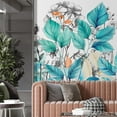 thumbnail image 4 of Idea4wall 2pcs Elegant Botanical Sketch Soft Teal Leaves Wall Murals, Removable Self-Adhesive Stick Wallpaper Large Wall Stickers for Home Decorative, 48"x96", 4 of 5