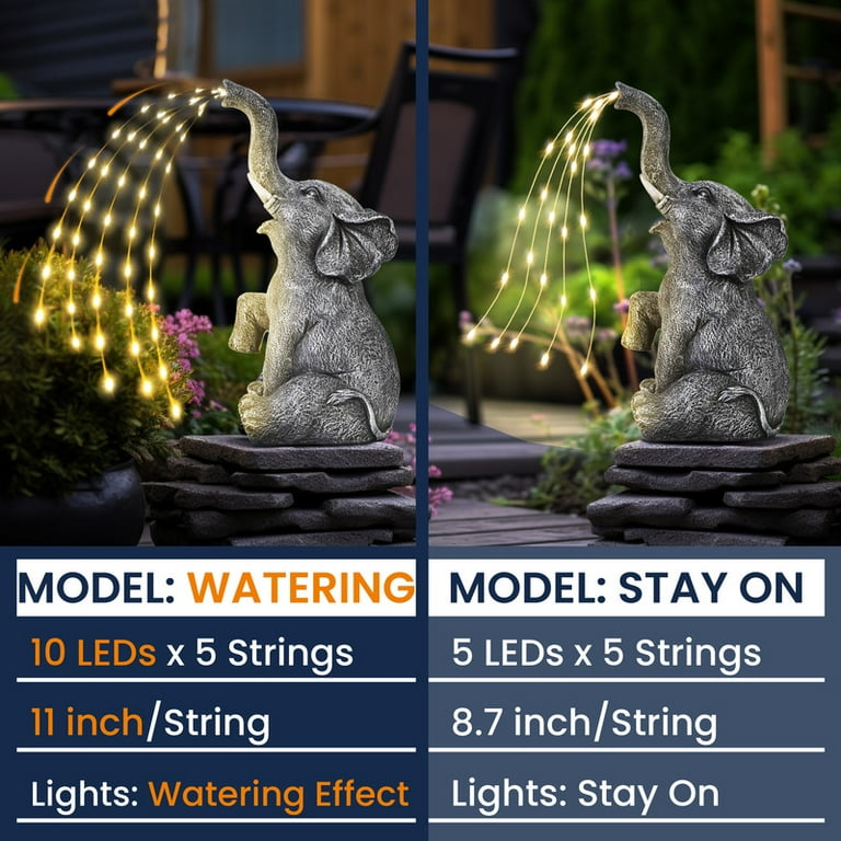 Gigalumi Solar Elephant Garden Statue with Twinkling Lights photo 2