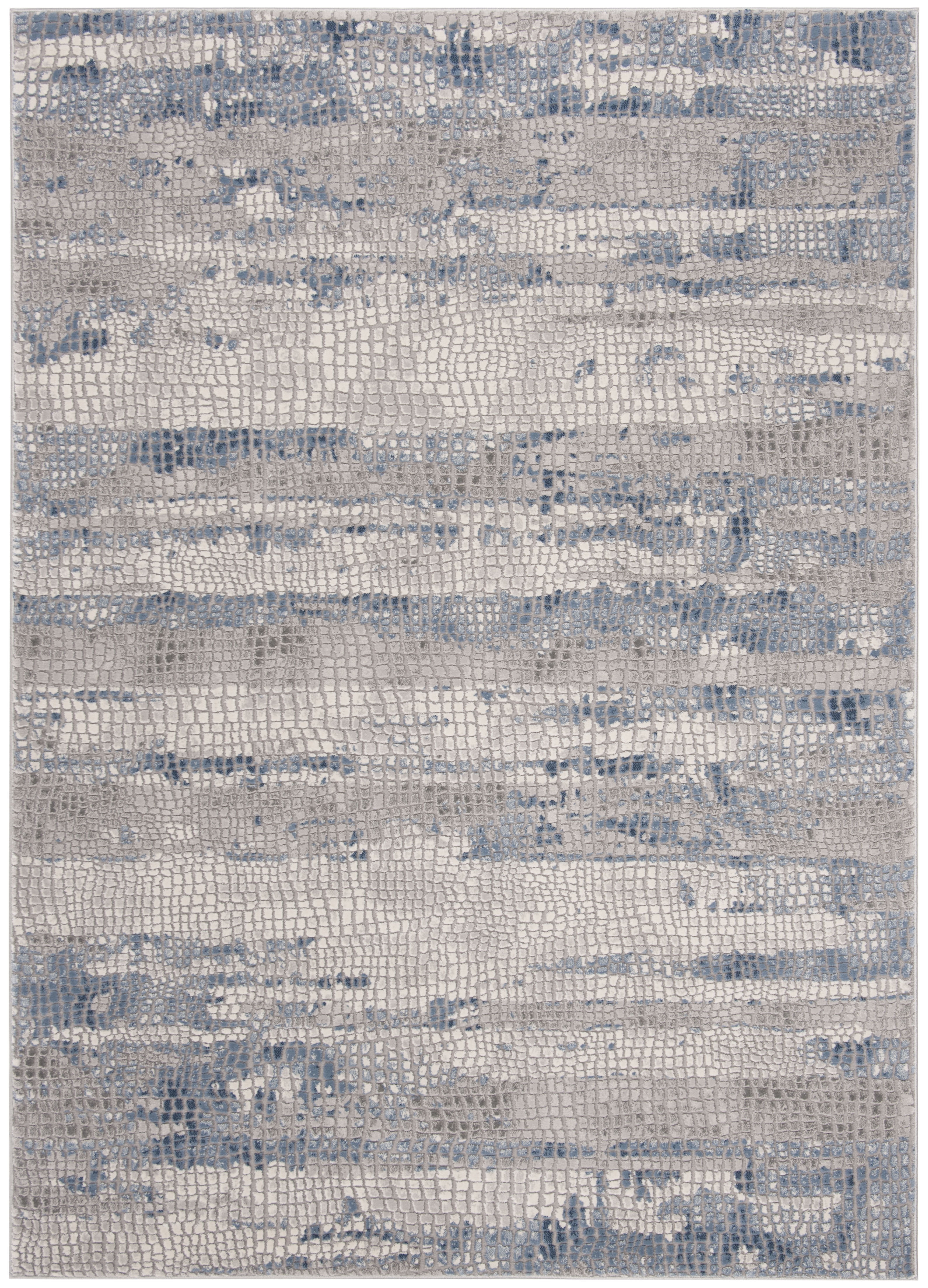 SAFAVIEH Meadow Naples Abstract Area Rug, Grey/Navy, 8' x 10'