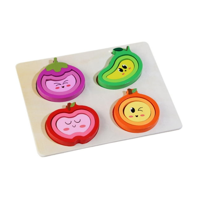 Rompecabezas de madera Montessori para niños, juego de desarrollo de reconocimiento de colores fruta