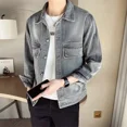 thumbnail image 2 of Abrigo vaquero para hombre, estilo vintage, informal, ajustado, estilo coreano, popular, chaqueta vaquera corta, para hombre, de tela holgada, precio bajo, novedad en prendas de vestir, 2 of 5