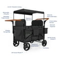 thumbnail image 6 of Vipsafe Foldable Wagon Stroller for 4 Kids, Multifunctional Wagon with Detachable Canopy, Adjustable Handlebars, Removable Seats, and Easy Storage, 6 of 13