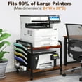 thumbnail image 2 of EasyCom 24"x20" Large Printer Stand with Hanging File Holder Organizer, Adjustable Height Shelf with Wheels, Under Desk Table with Storage for Printer Scanner Fax Home Office Use Rustic Brown, 2 of 9