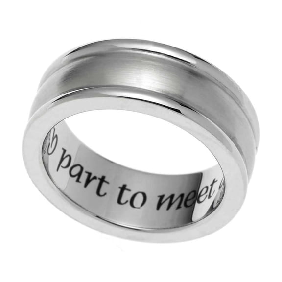 "We Only Part to Meet Again" Engraved Stainless Steel Memorial Ring