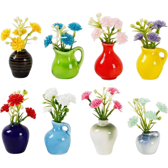 8 Pack Mini Ceramic Vase Magnets for Fridge, Small 3D Refrigerator Magnets, Vase Only, Artificial Flowers Not Included, Cute Decorative Magnets for Kitchen, Locker, Office, Whiteboard & Home Decor