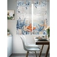 thumbnail image 3 of Eucalyptus Leaves Starfish Sheer Curtains 63 Inch Long 2 Panels, Shells Summer Ocean Vintage Light Filtering Rod Pocket Curtains, Sheer Voile Drapes for Living Room Bedroom, 52"x63", 3 of 8