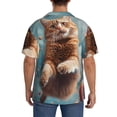 thumbnail image 3 of Lsque Floating Cat And Donuts print Men's Cuban Collar Short Sleeve Shirt Summer Beachwear Casual Button Down Fashionable Vacation Leisure Shirt-Medium, 3 of 7
