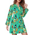 thumbnail image 1 of Mid-Century Print Pajama Robe V Neck Abstract Turquoise Retro Sleepwear Lady Long Sleeve Soft Pajamas Robes Spring Room Dresses, 1 of 5
