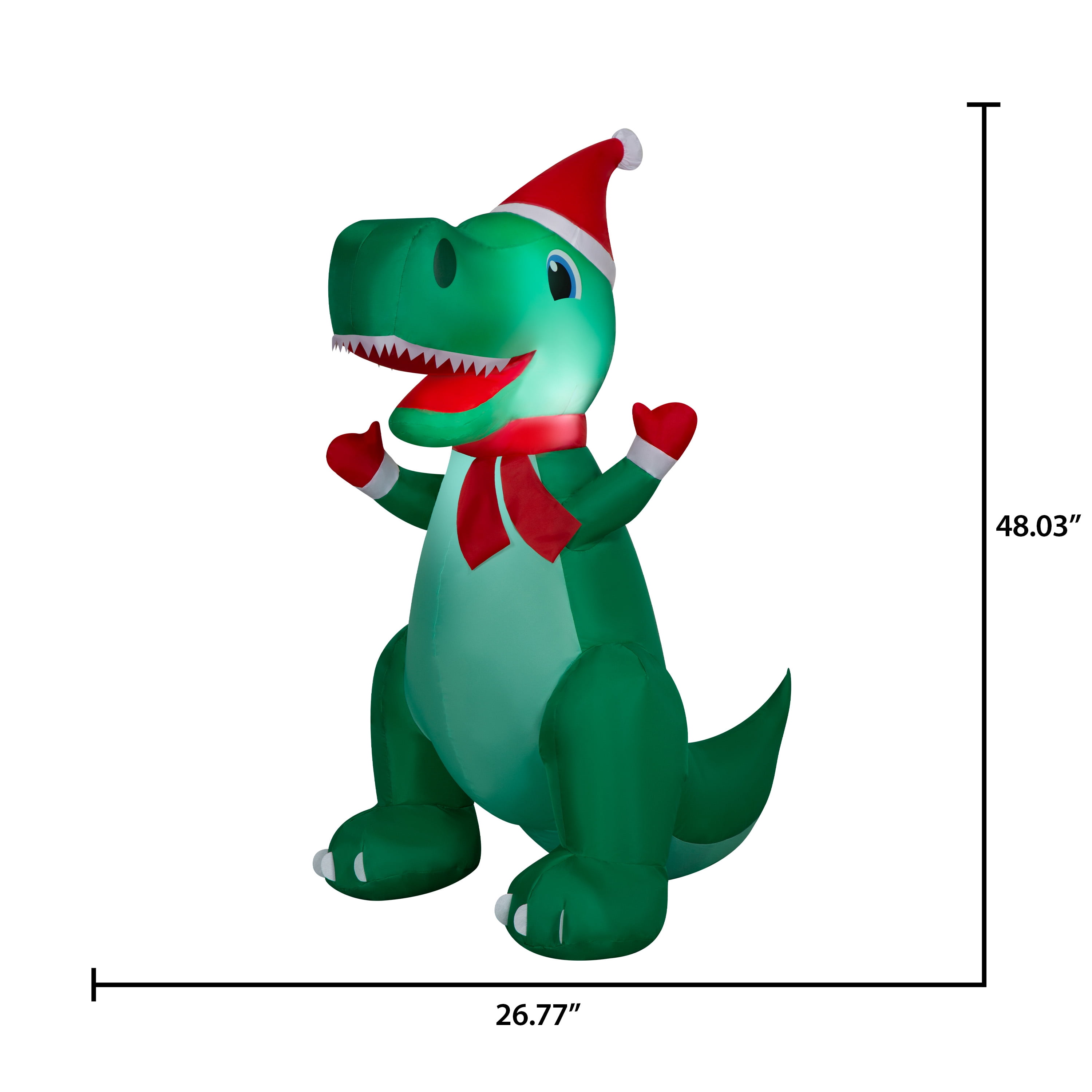 4 ft T-Rex Christmas Airblown Yard Inflatable, Multicolor, by Holiday Time