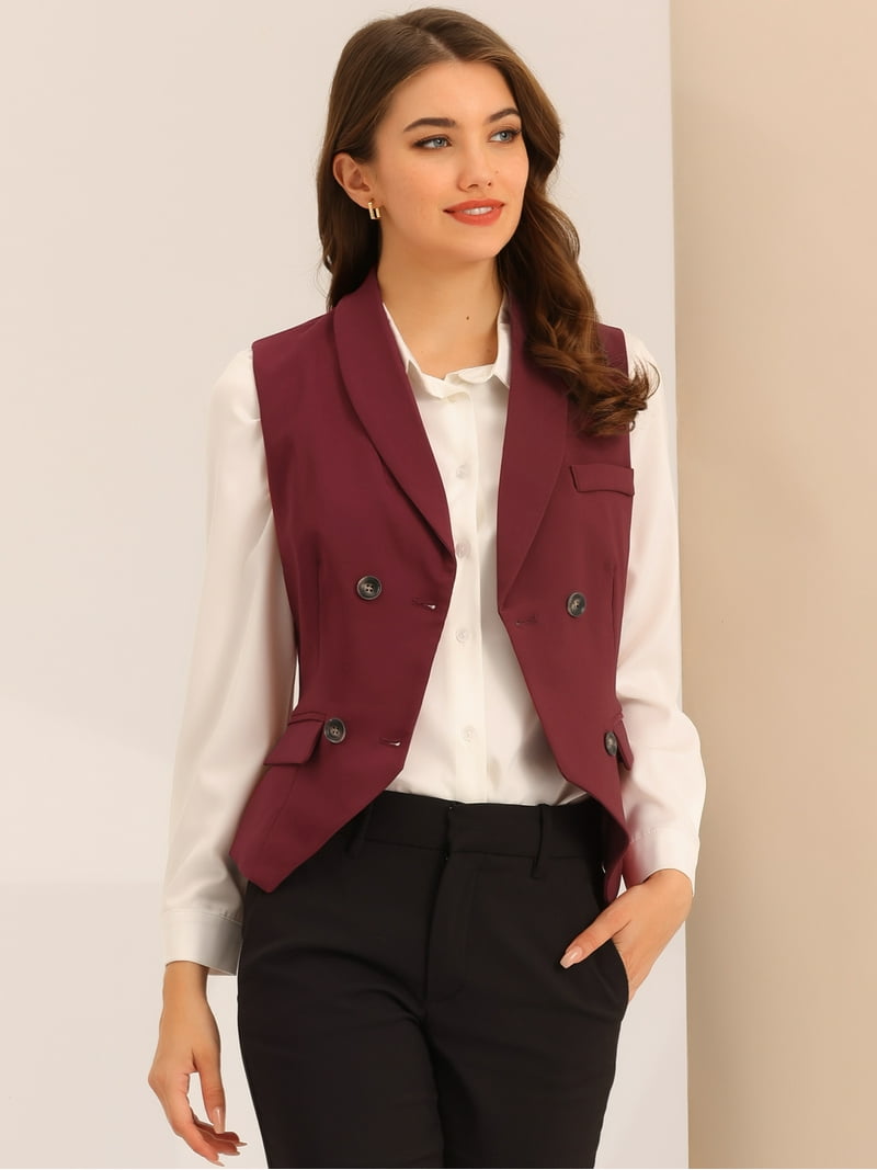 DARING DIVA Women's Waistcoat Double Breasted Shawl Lapel Suit