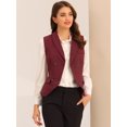 thumbnail image 3 of Chaleco elegante Allegra K para mujer con doble botonadura y solapa sin mangas Borgoña L, 3 of 6