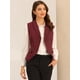 thumbnail image 3 of Chaleco elegante para mujer con doble botonadura y solapa sin mangas Borgoña XS, 3 of 6