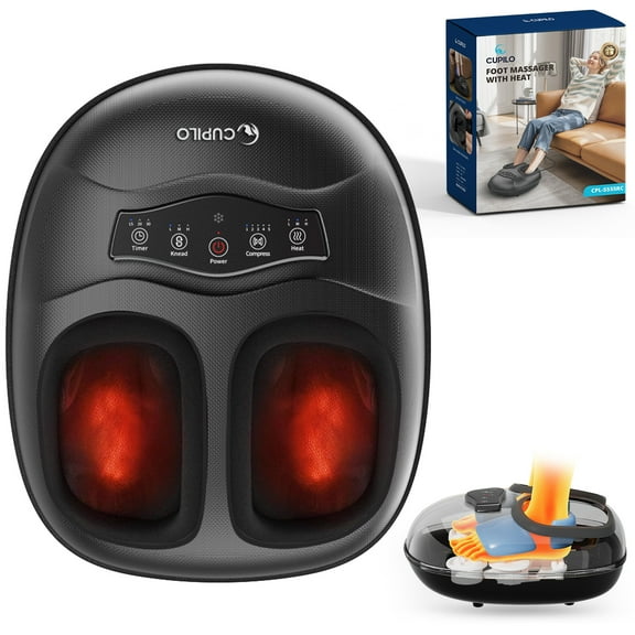 Cupilo Foot Massager with Heat & Remote Control, Shiatsu Feet Massager Machine, 5 Deep Kneading Therapy for Plantar Fasciitis, Neuropathy, Blood Circulation, Gifts for Women Men 13"