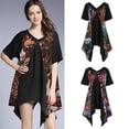 thumbnail image 3 of Vestido de mujer, escote en V, dobladillo irregular, vintage, suelto Romacci Rosa XXXXXL, 3 of 6