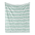 thumbnail image 1 of Mint Soft Flannel Fleece Blanket, Horizontal Wavy Lines White Striped Abstract Soft Toned Nautical Art Display, Cozy Plush for Indoor and Outdoor Use, 50" x 60", Almond Green White, by Ambesonne, 1 of 6