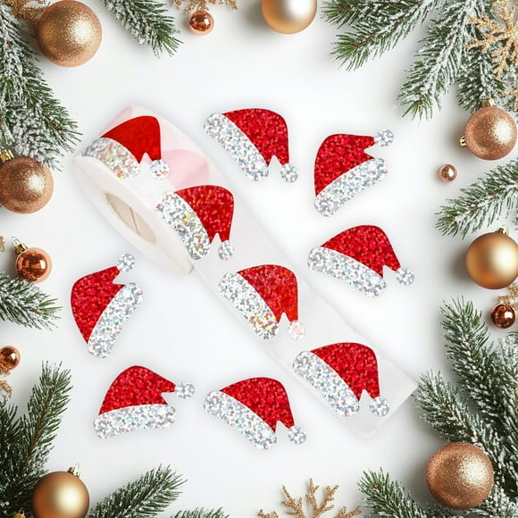 500 piezas pegatinas para sellado en ronda del Festival de Navidad | Etiquetas de papel autoadhesivo de 1,2 pulgadas rojas | Embalaje de regalo, scrapbooking, cinta decorativa de manualidades | Peel