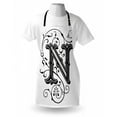 thumbnail image 3 of Letter N Apron Middle Ages Inspired Capital N Abstract Elements Black Dark Colored Palette, Unisex Kitchen Bib Apron with Adjustable Neck for Cooking Baking Gardening, Black Grey White, by Ambesonne, 3 of 3