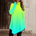 thumbnail image 2 of yievot Women Tunic Tops Turtleneck Long Sleeve Solid Color Irregular Hem Blouse Shirts, 2 of 5