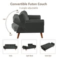 thumbnail image 3 of MIKIBAMA 75" Dark Gray 3 Seat Linen Convertible Futon Sofa Bed Tufted Design Adjustable Backrests With Solid Wood Legs for Small Spaces, 3 of 7