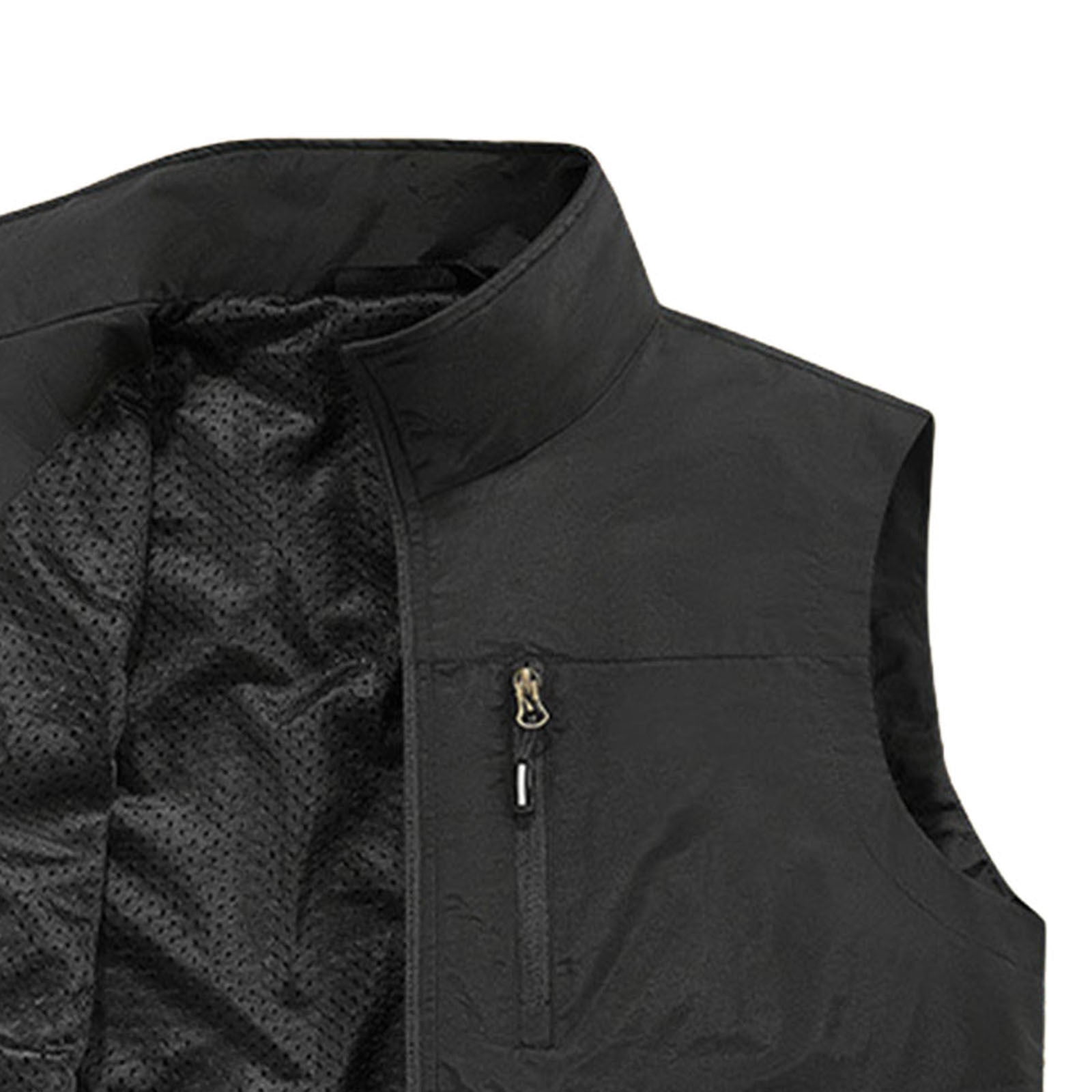 Zedker Vest for Men Lightweight Soft shell Outerwear Zip Up Golf Running Sleeveless Vest With Pockets for Hiking Travel Black XXXXL