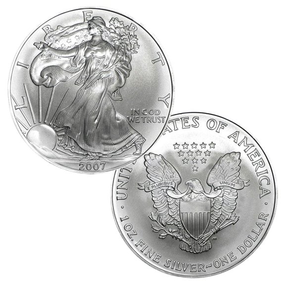 United States Mint USA 2007 $1 American Silver Eagle Coin - Brilliant Uncirculated Condition