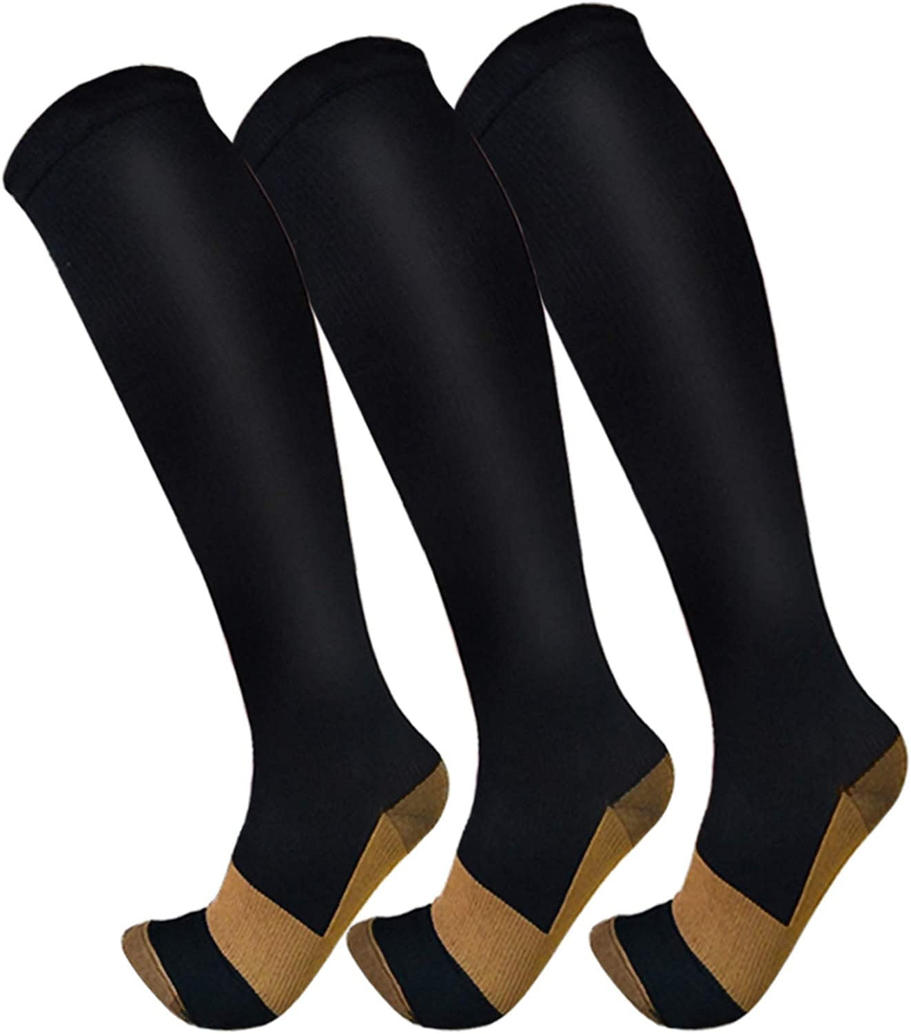 Gazdag)3 Pack Copper Compression Socks - Compression Socks Women & Men ...