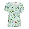 thumbnail image 4 of Women's Vintage Comfy Casual Shirts Fashion 2024 V Neck Blouse Y2K Tops Dressy Casual Flora Print Short Sleeve Tunic Tops for Lady Loose Fit Flowy Summer Clothes for Teen Girls Green T Shirts XXL, 4 of 4