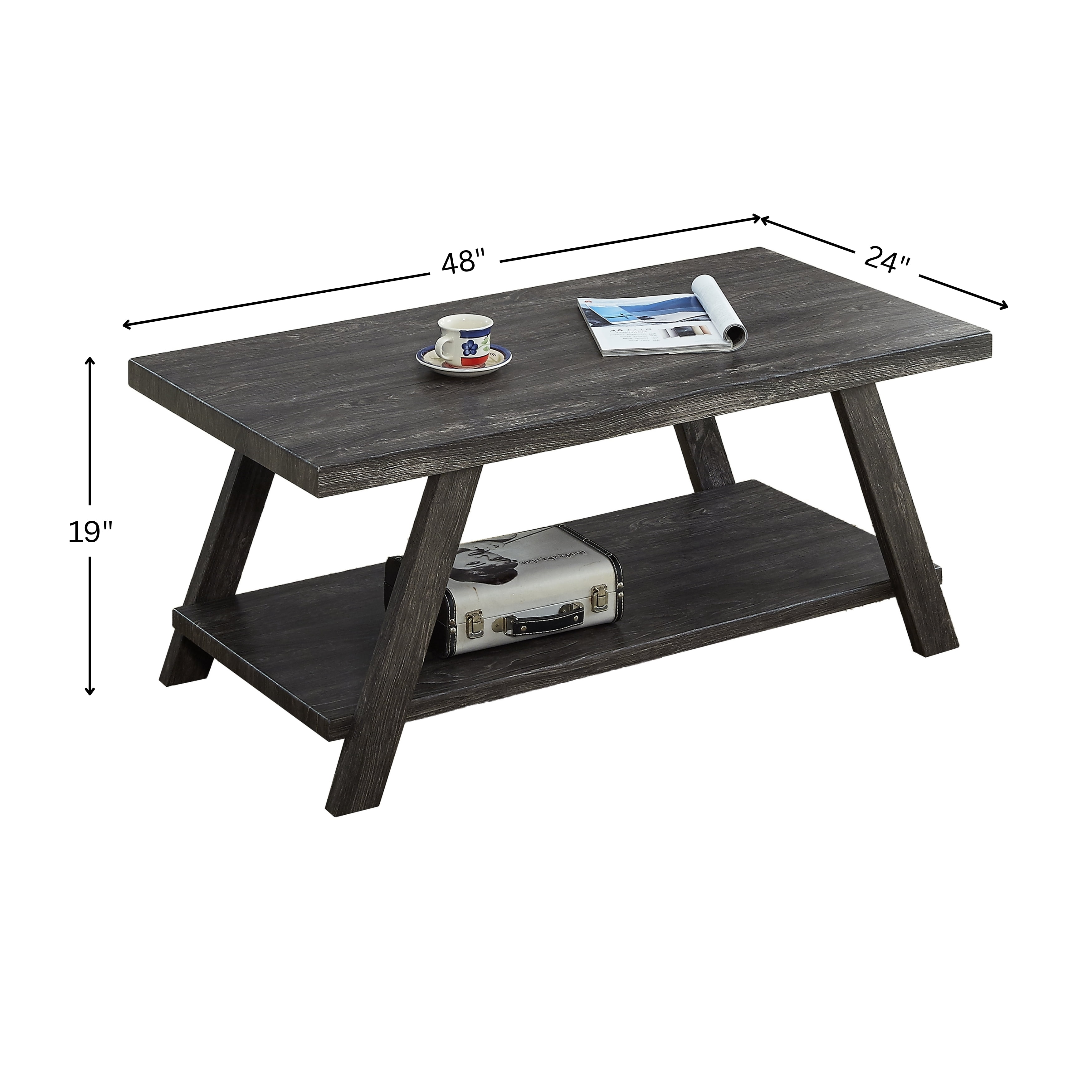Athens Contemporary Wood Shelf Coffee Table