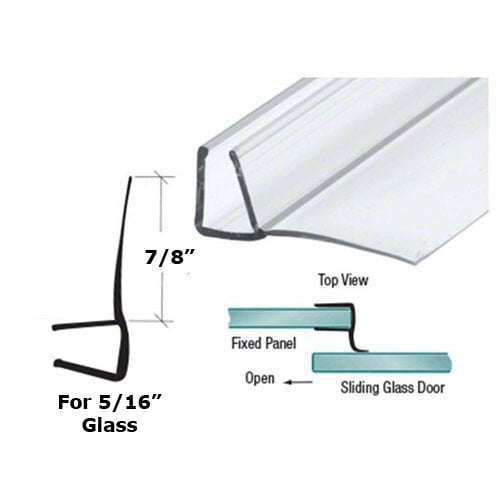 Frameless Shower Door Polycarbonate Seal with 90 degree 7/8" Long Vinyl