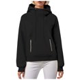 thumbnail image 2 of Xudanell Womens Hoodie Cowl Neck Long Sleeve Sweatshirts Fashion Pullover with Drawstring Teen Girls Clothes Black S, 2 of 6