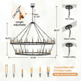 thumbnail image 3 of bokifol Wagon Wheel Chandelier 2 Tier 48-Light 58",Black and Gold Farmhouse Industrial Chandelier Rustic Candle Pendant Light Extra Large for High Ceilings,Living Room Foyer, 3 of 7