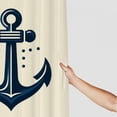 thumbnail image 3 of JRXY Coastal Sailing Blue CompassAnchorSailboatNavigation Pattern Ocean Theme Nautical Beach Decorative Shower Curtain White, 3 of 7