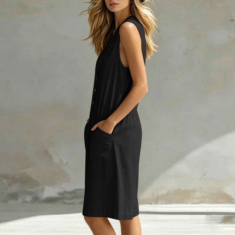 romper dress with shorts underneath Visulong Romper, Visulong Underneath, Women's Summer Sleeveless Mini Dress, with Pockets (Dark Blue,s) : Clothing, Shoes & Jewelry line dry Would You Wear This, Girls?