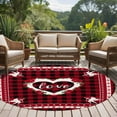 thumbnail image 5 of Valentine's Day Washable Round Area Rug 8 ft, Love Heart Black Red Buffalo Plaid , Soft Non Slip Rugs Stain Repellent Indoor Felt Carpet for Living Dining Room Bedroom Home Office, 5 of 9