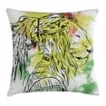 thumbnail image 1 of Rasta Throw Pillow Cushion Cover, Black and White Sketchy Head of Lion on Digital Pixels Backdrop Image, Decorative Square Accent Pillow Case, 24 X 24 Inches, Green Burgundy and Yellow, by Ambesonne, 1 of 1