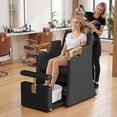 thumbnail image 6 of KIGOTY Reclining Pedicure Chair No Plumbing, Pedicure Station with Massage Foot Bath & Hidden Storage Platform, Height Adjustable Lift Spa Chair for Salon Home Nail Tech, Black-Gold, 6 of 11