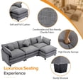 thumbnail image 4 of EUROCO 112.2" Modern L-Shape Sectional Sofa Couch, Chenille Upholstered Sofa with Ottoman and 5 Pillows, Indoor furniture for Living Room, Gray, 4 of 8
