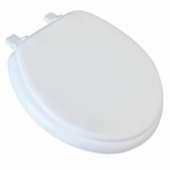 BathDecor Deluxe Soft Round Toilet Seat with a Closed Front in White.
