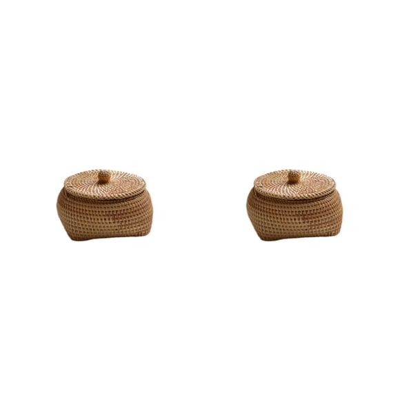 Inteprter Cesta de almacenamiento de ratán Estilo simple moderno Decorativo Color sólido Trenzado Inodoro Dormitorio Misceláneas Contenedor de Tipo 2 2Conjunto