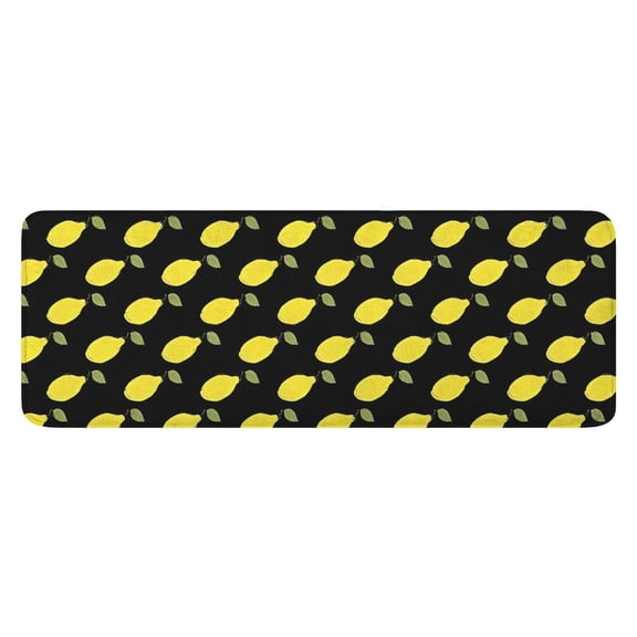 Yellow Lemon Fruits Black Pattern Kitchen Rug Mat,Kitchen Runner Rugs Non Skid Washable,Decorative Kitchen Floor Mats for Kitchen,Sink,Laundry,17"x47.2"