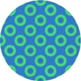 thumbnail image 1 of Ahgly Company Tapis d'Intérieur Rond Lavable en Machine Bleu Néon Transitionnel, 7 Pieds Rond, 1 of 7