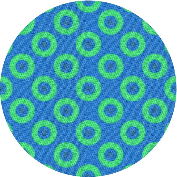 Ahgly Company Machine Washable Indoor Round Transitional Neon Blue Area Rugs, 4' Round