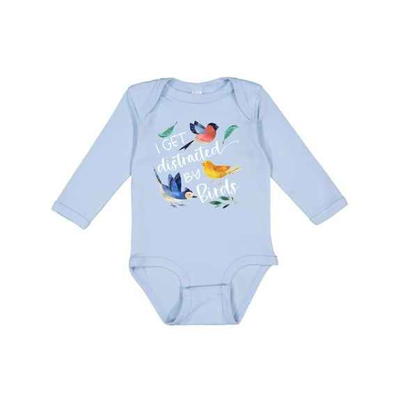 Inktastic I Get Distracted by Birds Boys or Girls Long Sleeve Baby Bodysuit