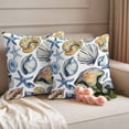 thumbnail image 2 of Coastal Seashells Outdoor Waterproof Pillow Covers, Ocean Beach Nautical Starfish Conch Decorative Square Throw Pillowcase Sofa Cushion Sham for Patio/Couch/Chair, 16"x16" 2 Pack, 2 of 8