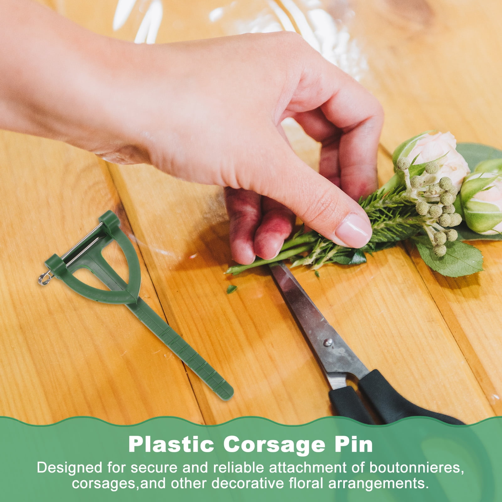 Uxcell 240-Pack Boutonnieres Safety Pins, Plastic Triangle Corsage Pin Buttonhole Flowers Pins for Wedding/Bridegroom Brooch/Party, T Shape Safety Clips Holder [6.5cm, Green]