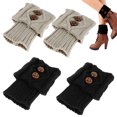 thumbnail image 2 of ODOMY 2 Pairs Button Crochet Knitted Boot Cuffs Toppers Socks Winter Ankle Leg Warmer, 2 of 11