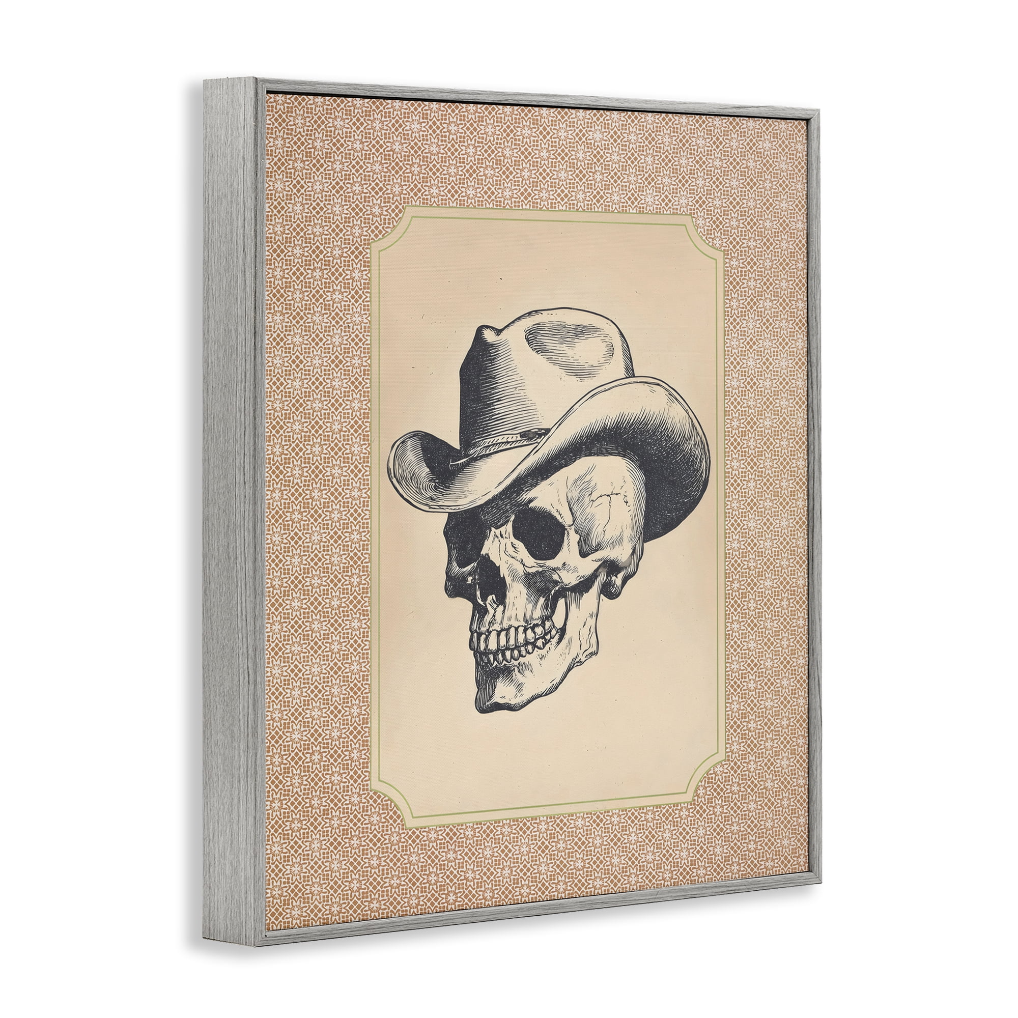Vintage Cowboy Skull Gray Framed Giclee Art, design by Arlington Prints